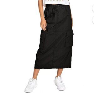 Love Tree juniors SZ M B lack Parachute Skirt  Nylon Utility Streetwear Gorpcore